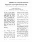 Synthesis and Characterization of Magnesium Oxide (MgO) Nanoparticles by Co-precipitation Method Cover Page