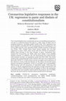 Research paper thumbnail of Coronavirus legislative responses in the UK: regression to panic and disdain of constitutionalism