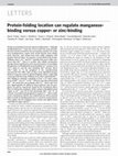 Protein-folding location can regulate manganese-binding versus copper- or zinc-binding Cover Page