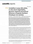 Variability in waxy (Wx) allele, in-vitro starch digestibility, glycemic response and textural behaviour of popular Northern Himalayan rice varieties Cover Page