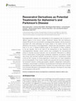 Resveratrol Derivatives as Potential Treatments for Alzheimer’s and Parkinson’s Disease Cover Page