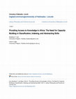 Research paper thumbnail of Providing Access to Knowledge in Africa: the Need for Capacity Building in Classification, Indexing & Abstracting Skills