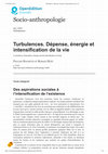 Research paper thumbnail of Turbulences Depense énergie et intensification de la vie