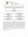 Research paper thumbnail of Open Materials Discourse: Re-Evaluating Internet Users’ Information Privacy Concerns: The Case in Japan