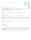 Research paper thumbnail of The Open University ’ s repository of research publications and other research outputs Evaluation based on critical systems heuristics