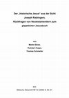 Der ,,historische Jésus aus der Sicht Joseph Ratzingers : Rückfragen von Neutestamentlem zum pàpstlichen Jesusbuch Cover Page