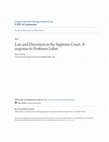 Law and Discretion in the Supreme Court: A response to Professor Lubet Cover Page