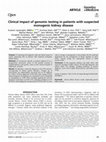 Clinical impact of genomic testing in patients with suspected monogenic kidney disease Cover Page