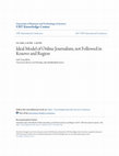 Research paper thumbnail of Ideal Model of Online Journalism, not Followed in Kosovo and Region