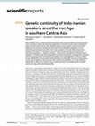 Research paper thumbnail of 2022_P. Guarino‑Vignon, N. Marchi, J. Bendezu‑Sarmiento, E. Heyer & C. Bon, Genetic continuity of Indo-Iranian speakers since the Iron Age in southern Central Asia, Nature-Scientific Reports, 12:733