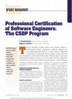 Professional certification of software engineers: The CSDP program Cover Page