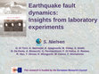 Research paper thumbnail of Earthquake fault dynamics: Insights from laboratory experiments