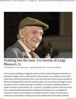 Research paper thumbnail of Nothing but the best. Un ricordo di Luigi Blasucci, "La letteratura e noi", 4 novembre 2021