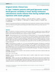 Research paper thumbnail of In Type 1 diabetic patients with good glycaemic control, blood glucose variability is lower during continuous subcutaneous insulin infusion than during multiple daily injections with insulin glargine