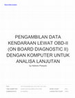 Research paper thumbnail of Pengambilan Data Kendaraan Lewat Obd-II (On Board Diagnostic II) Dengan Komputer Untuk Analisa Lanjutan