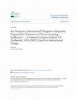 Are Preservice Instructional Designers Adequately Prepared For Tomorrow's Diverse Learning Audiences?—A Cultural Content Analysis Of Textbooks (1993-2003) Used For Instructional Design Cover Page