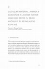 Luz solar material: himnos y canciones a la diosa Hathor como Oro entre el Reino Antiguo y el Reino Nuevo egipcios [Material Sunlight: Hymns and Songs to Hathor as Gold between the Old and New Kingdom Egypt] Cover Page