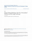 Patient-tailored medicine, part two: personalized medicine and the legal landscape Cover Page