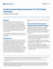 Research paper thumbnail of Conducting the Needs Assessment #10: The Delphi Technique