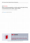 Effect of machining parameters on surface quality during edge trimming of multi-directional CFRP material: Taguchi method Cover Page