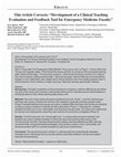 Research paper thumbnail of This Article Corrects: “Development of a Clinical Teaching Evaluation and Feedback Tool for Emergency Medicine Faculty”