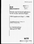 ELSI Bibliography: Ethical, legal and social implications of the Human Genome Project. 1994 Supplement Cover Page