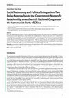 Research paper thumbnail of Social Autonomy and Political Integration: Two Policy Approaches to the Government-Nonprofit Relationship since the 18th National Congress of the Communist Party of China