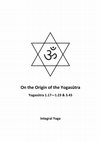 On the Origin of the Yogasūtra Cover Page