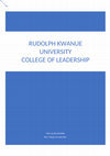 Research paper thumbnail of College of Leadership Rudolph Kwanue University