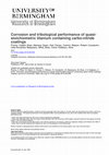 Research paper thumbnail of Corrosion and tribological performance of quasi-stoichiometric titanium containing carbo-nitride coatings