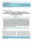 Antibacterial activity of Waltheria indica Linn (Sterculiaceae), collected from Blouberg area, Limpopo Province, South Africa Cover Page