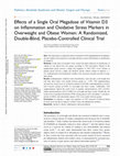 Research paper thumbnail of Effects of a Single Oral Megadose of Vitamin D3 on Inflammation and Oxidative Stress Markers in Overweight and Obese Women: A Randomized, Double-Blind, Placebo-Controlled Clinical Trial