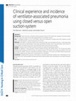 Clinical experience and incidence of ventilator-associated pneumonia using closed versus open suction-system Cover Page