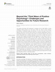 Beyond the "Third Wave of Positive Psychology": Challenges and Opportunities for Future Research Cover Page