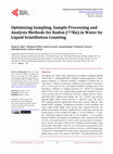 Research paper thumbnail of Optimizing Sampling, Sample Processing and Analysis Methods for Radon (222Rn) in Water by Liquid Scintillation Counting