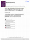 Research paper thumbnail of Higher education student learning beyond the classroom: findings from a community music service learning project in rural South Africa