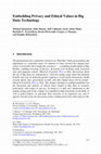 Research paper thumbnail of Embedding Privacy and Ethical Values in Big Data Technology