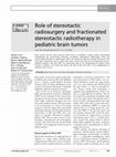 Research paper thumbnail of Role of stereotactic radiosurgery and fractionated stereotactic radiotherapy in the management of intracranial ependymoma