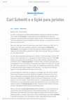 Research paper thumbnail of Carl Schmitt e a lição para juristas