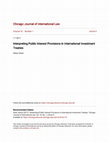 Interpreting Public Interest Provisions in International Investment Treaties Cover Page