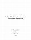 An evaluation of the effectiveness of online education Cover Page