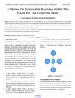 A Review On Sustainable Business Model: The Future For The Corporate World Cover Page