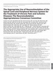 Research paper thumbnail of The appropriate use of neurostimulation of the spinal cord and peripheral nervous system for the treatment of chronic pain and ischemic diseases: the Neuromodulation Appropriateness Consensus Committee