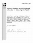 Research paper thumbnail of Summary of the first neutron image data collected at the National Ignition Facility