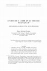 Research paper thumbnail of APERTURA O ESTAR EN LA VERDAD. HEIDEGGER       DISCLOSEDNESS OR BEING IN THE TRUTH. HEIDEGGER