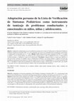 Adaptación peruana de la Lista de Verificación de Síntomas Pediátricos como instrumento de tamizaje de problemas conductuales y emocionales en niños, niñas y adolescentes Cover Page