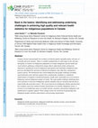 Back to the basics: Identifying and addressing underlying challenges in achieving high quality and relevant health statistics for indigenous populations in Canada Cover Page