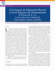 Research paper thumbnail of El Coloquio de Educación Musical a Nivel Superior del Departamento de Música de la UAA, a cinco años de su fundación