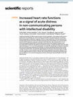 Research paper thumbnail of Increased heart rate functions as a signal of acute distress in non-communicating persons with intellectual disability