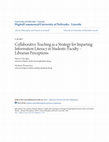 Research paper thumbnail of Collaborative Teaching as a Strategy for Imparting Information Literacy in Students: Faculty-Librarian Perceptions